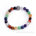 8MM Chakra Gemstone Beads Silver Plating Lion Head Bracelet